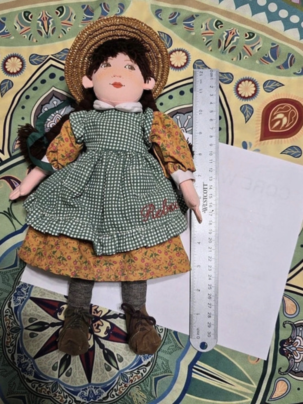 Handmade Rag Doll Green & Yellow - Picture 5 of 5